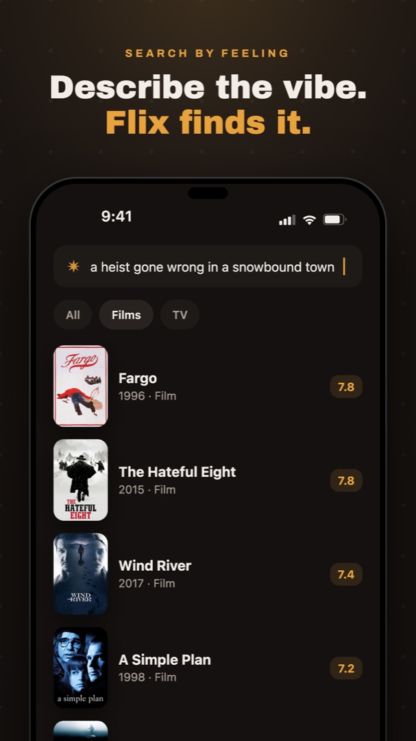 Describe search for a heist gone wrong in a snowbound town